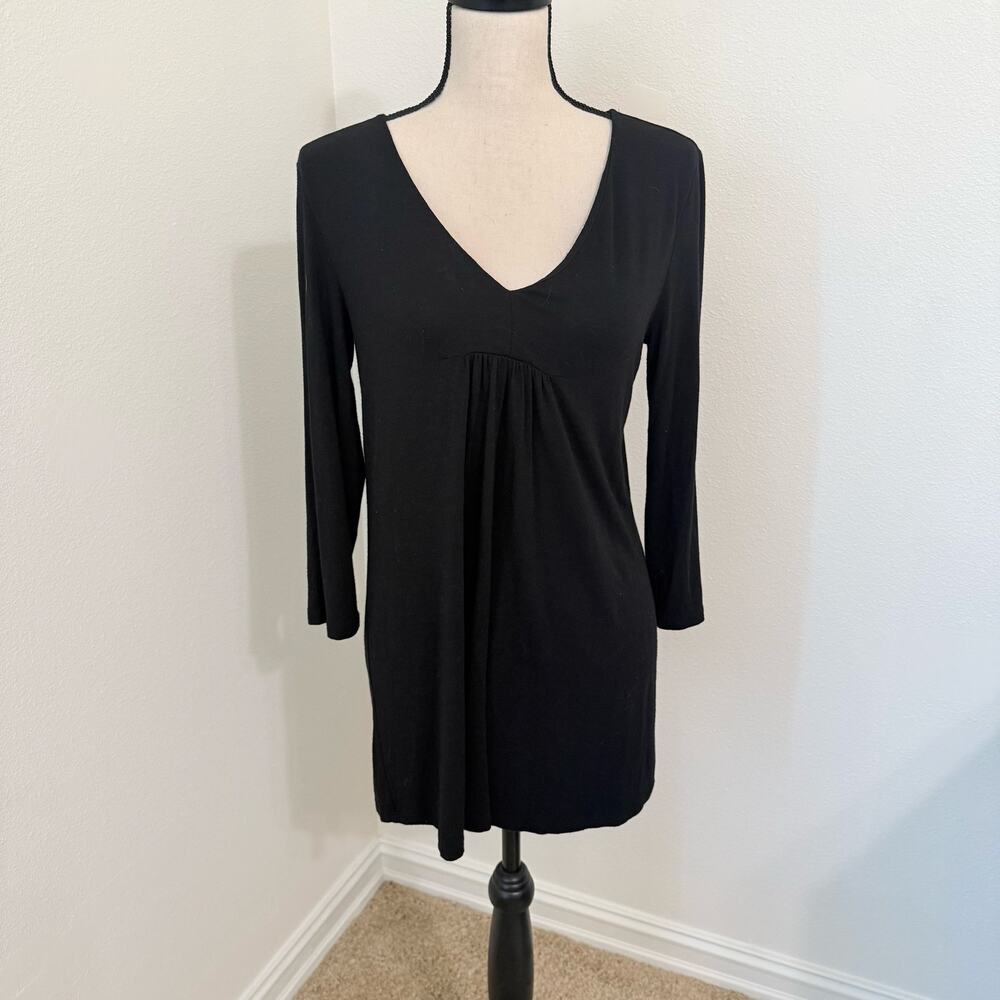 J. Jill Black V-Neck Stretch Long Sleeve Tunic Top - Womens XS